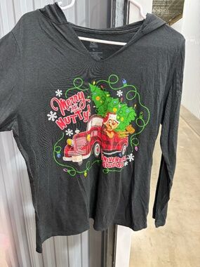 Universal Studios Earl the Squirrel Christmas Hooded Tshirt, Size XL